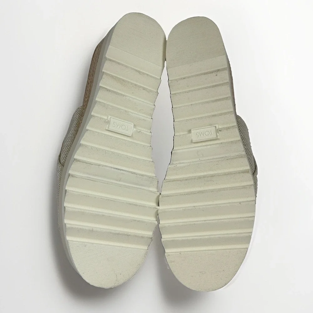 TOMS Diana Mule Wedge Sandals Women's 10W Natural Canvas Espadrille Platform
